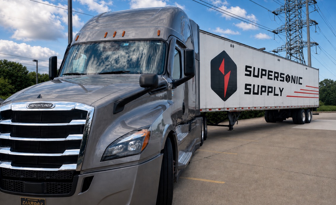 Supersonic Supply truck parked outdoors in daylight